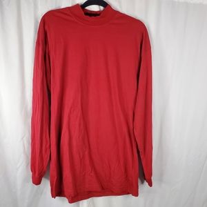 ♡♡ Claybrooke 100% Cotton Red Mockneck Long-sleeved T-Shirt Size XL Tall